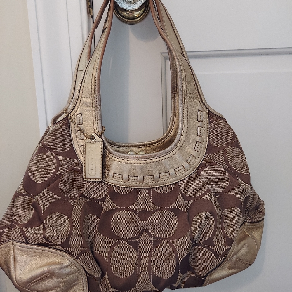 Coach Handbag B0869-12232 Gold x Brown pre-owned